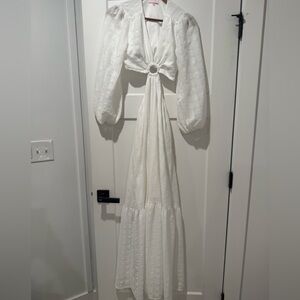 Hello Molly White Long Sleeve Maxi Dress